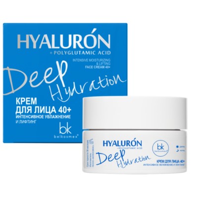 Belkosmex HYALURON Deep Hydration  Крем для лица 40+ Интенсивное увлажнение и лифтинг 48мл