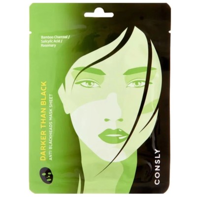 Корея CONSLY Darker than Black Anti Blackheads Mask Sheet Тканевая маска против черных точек 25мл